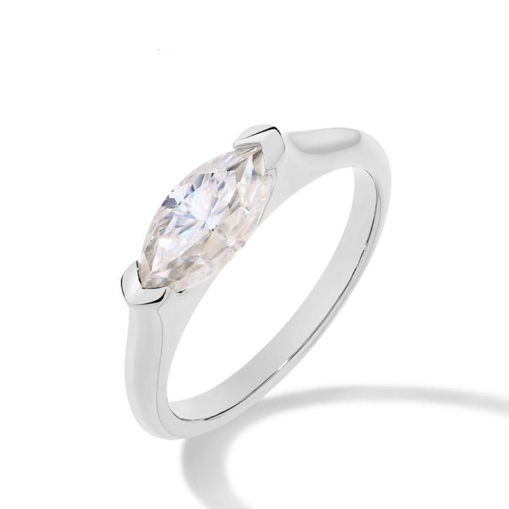 Marquise Shape Synthetic Moissanite Ring