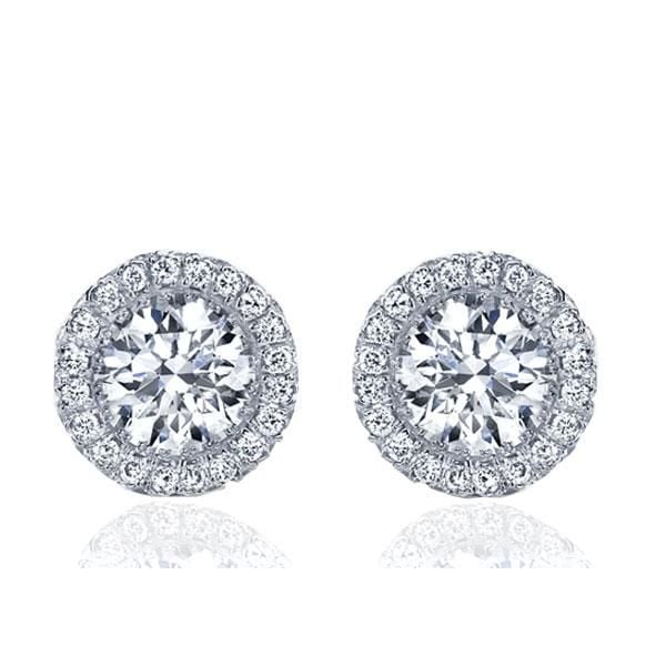 Italo Halo Round Cut Stud Earring Silver Earrings
