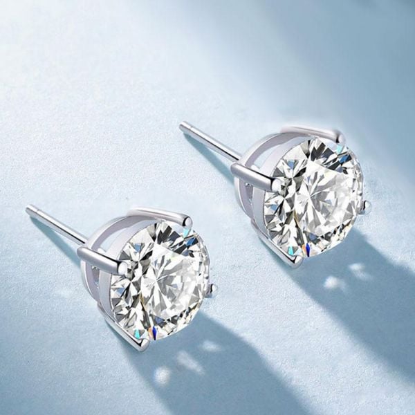 Italo Round Cut Silver Earrings Stud Earring For Women