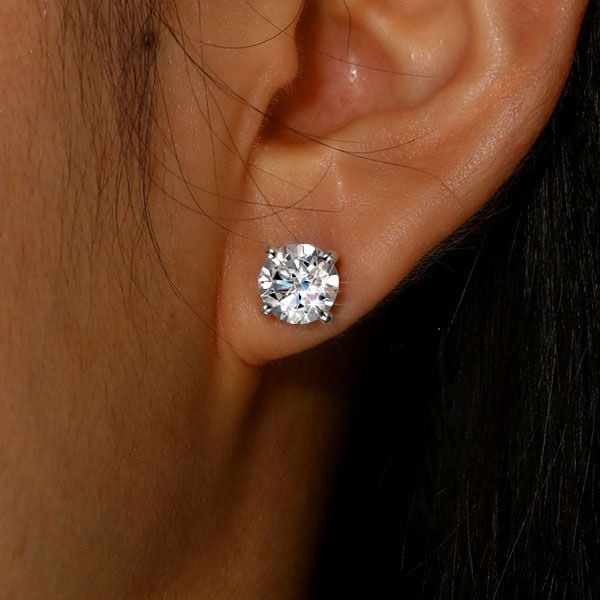 Italo Round Cut Silver Earrings Stud Earring For Women