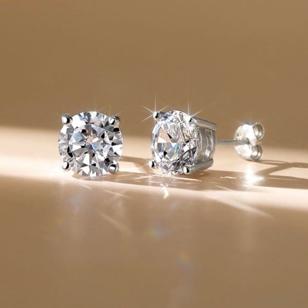 Italo Round Cut Silver Earrings Stud Earring For Women