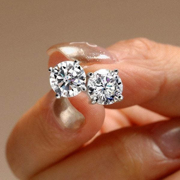 Italo Round Cut Silver Earrings Stud Earring For Women