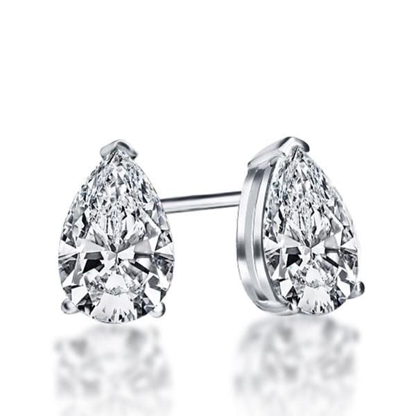 Italo Classic Pear Created White Sapphire Stud Earrings