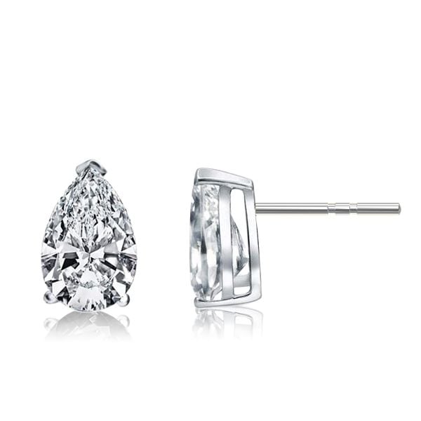 Italo Classic Pear Created White Sapphire Stud Earrings