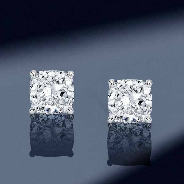 Italo Cushion Cut Stud Earrings In Sterling Silver