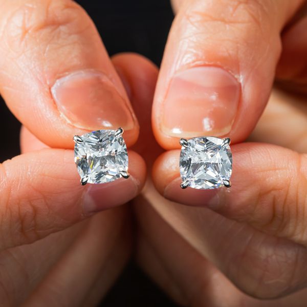 Italo Cushion Cut Stud Earrings In Sterling Silver