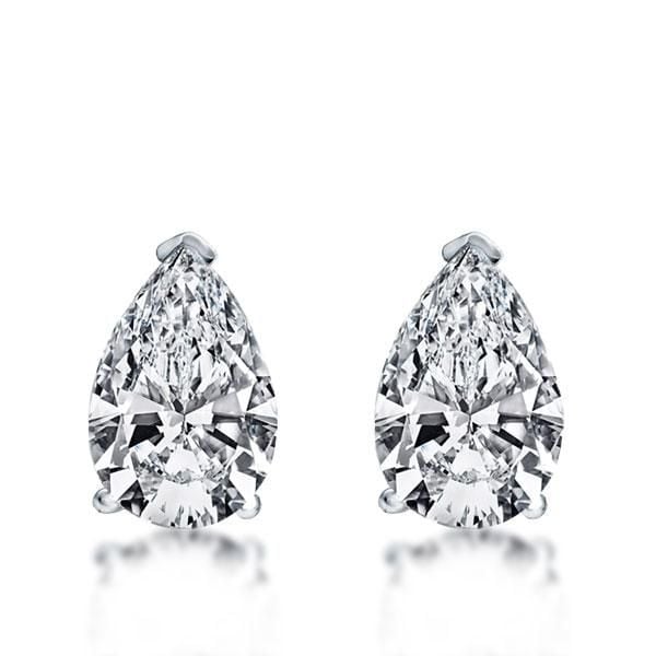 Italo Classic Pear Created White Sapphire Stud Earrings