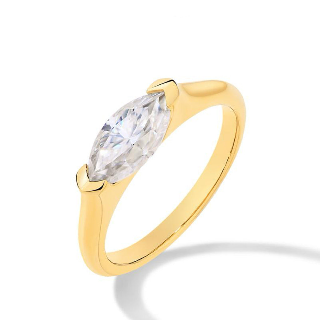 Marquise Shape Synthetic Moissanite Ring