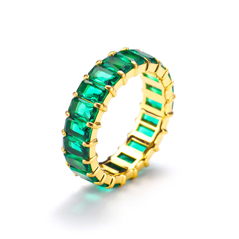 Italo Emerald Cut Eternity Gold Ring