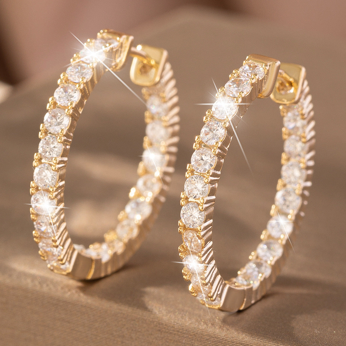 Color Synthetic Moissanite Hoop Earrings