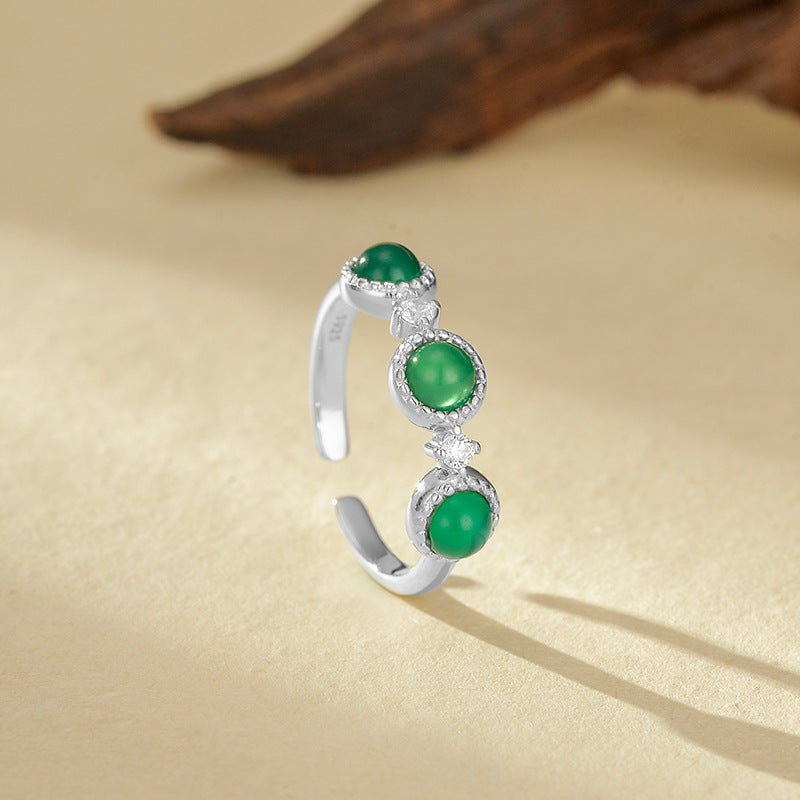 18K Stainless Steel Gold Plated Green Zircon Ring