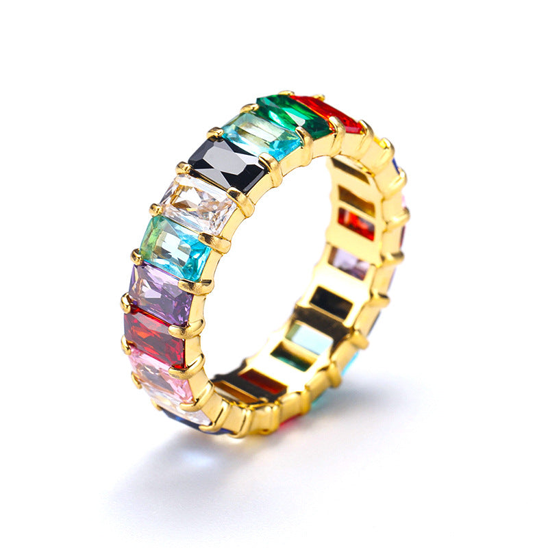 Italo Emerald Cut Eternity Gold Ring