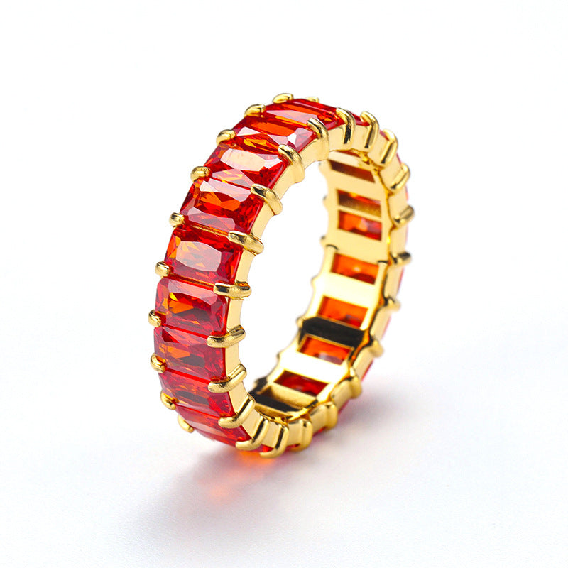 Italo Emerald Cut Eternity Gold Ring