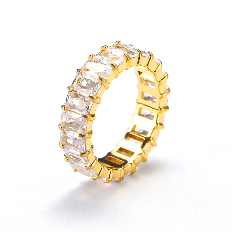 Italo Emerald Cut Eternity Gold Ring