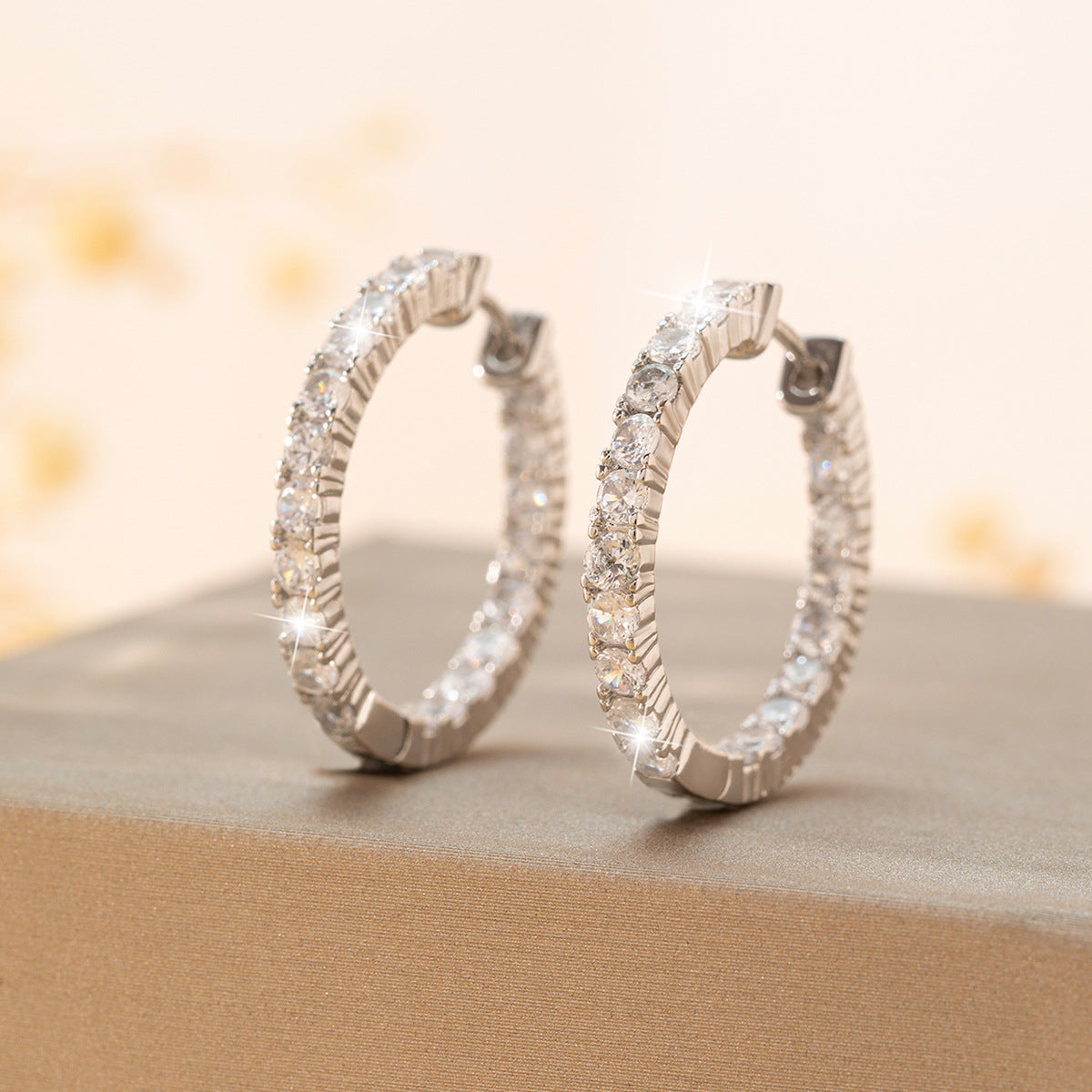Color Synthetic Moissanite Hoop Earrings