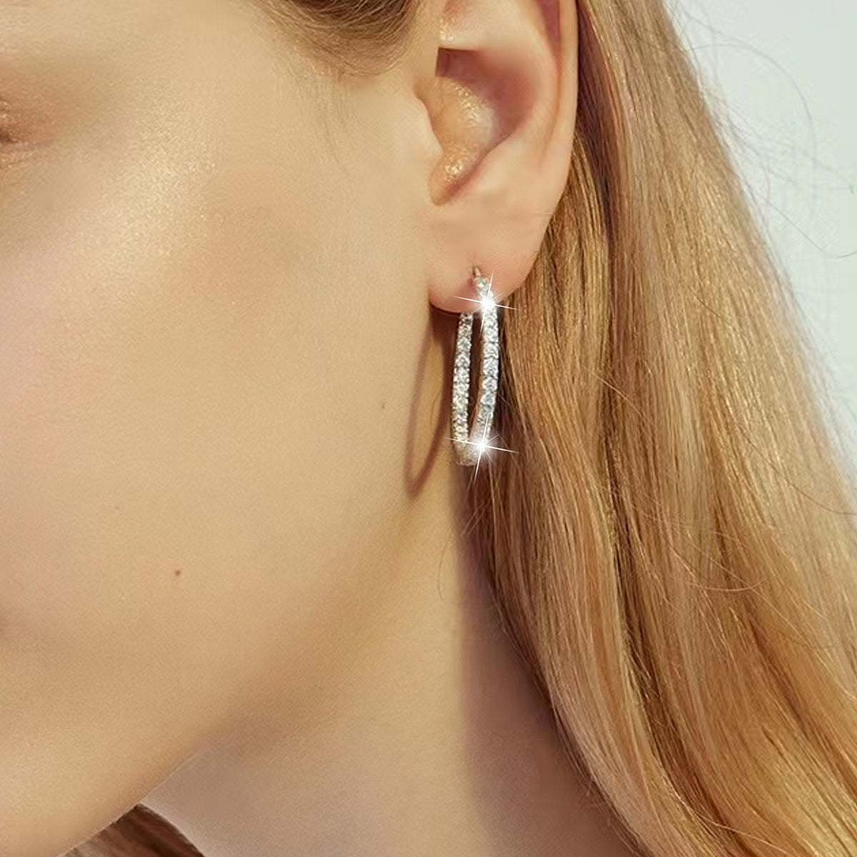 Color Synthetic Moissanite Hoop Earrings