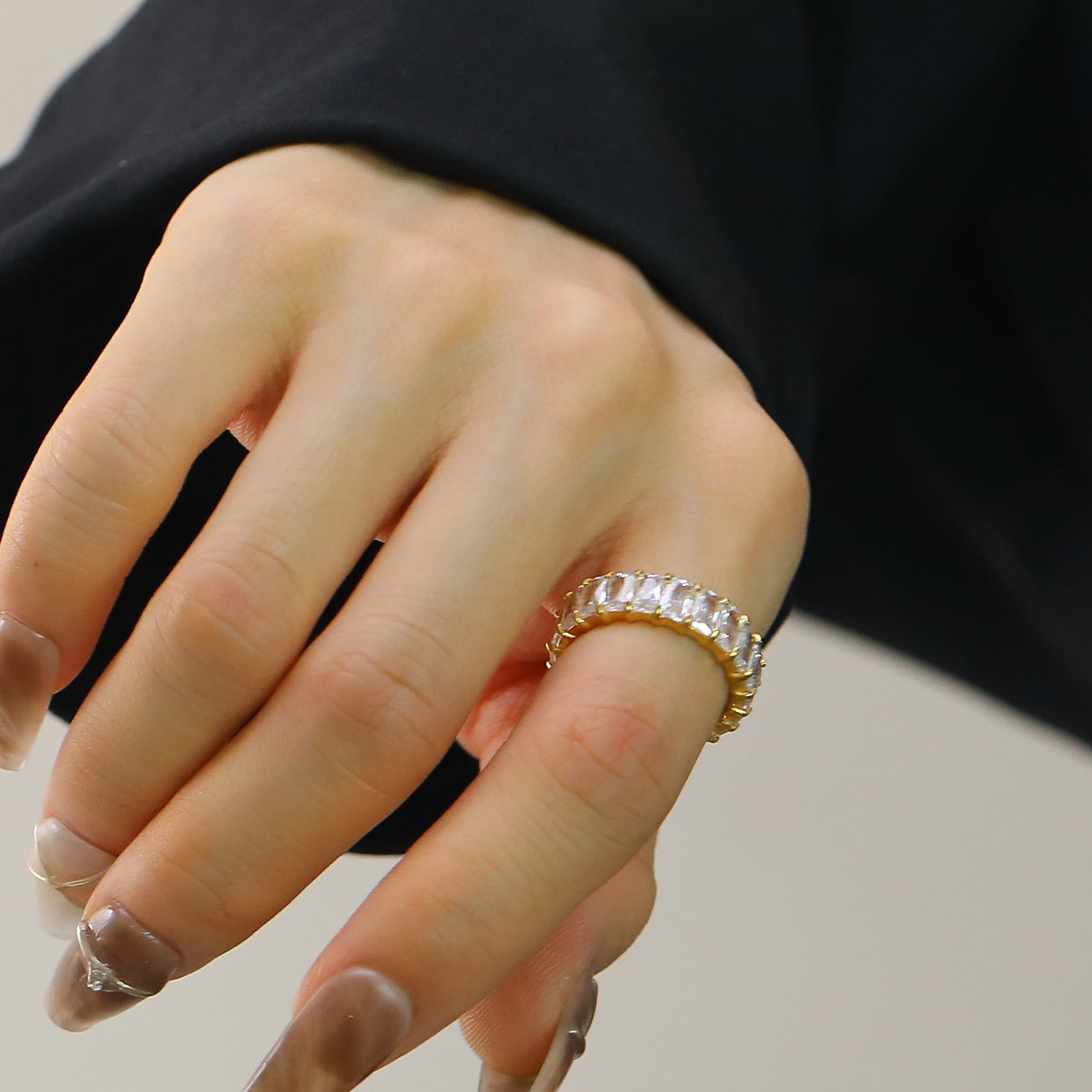 Italo Emerald Cut Eternity Gold Ring