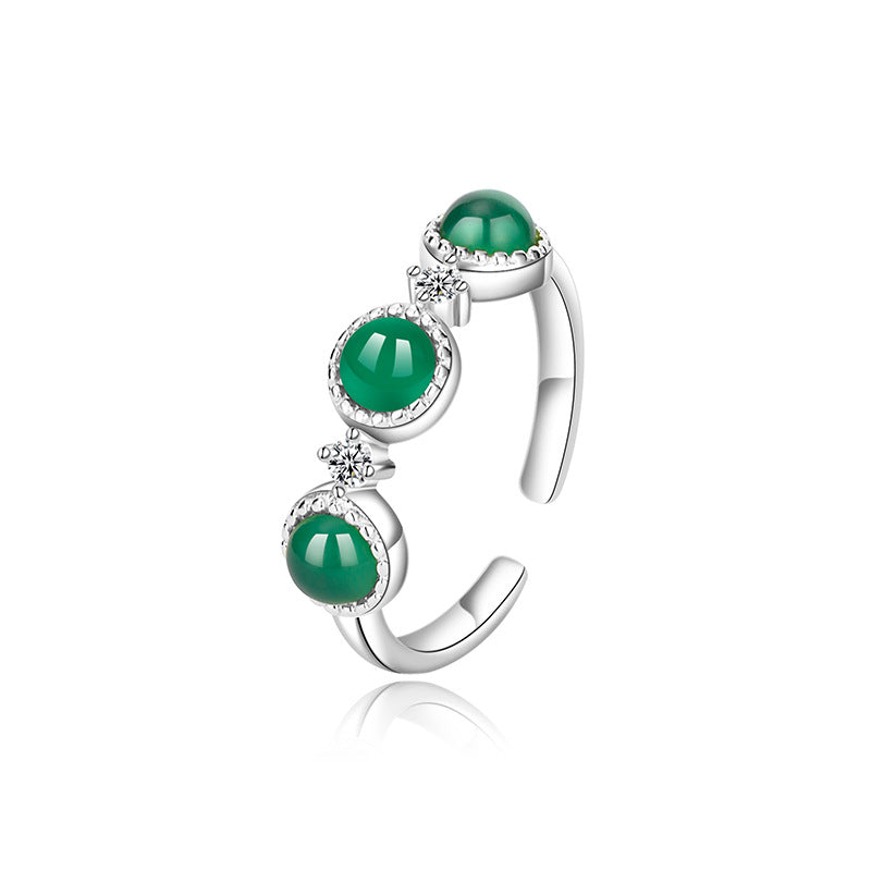 18K Stainless Steel Gold Plated Green Zircon Ring