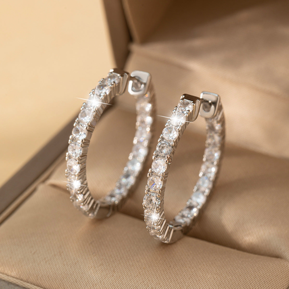 Color Synthetic Moissanite Hoop Earrings