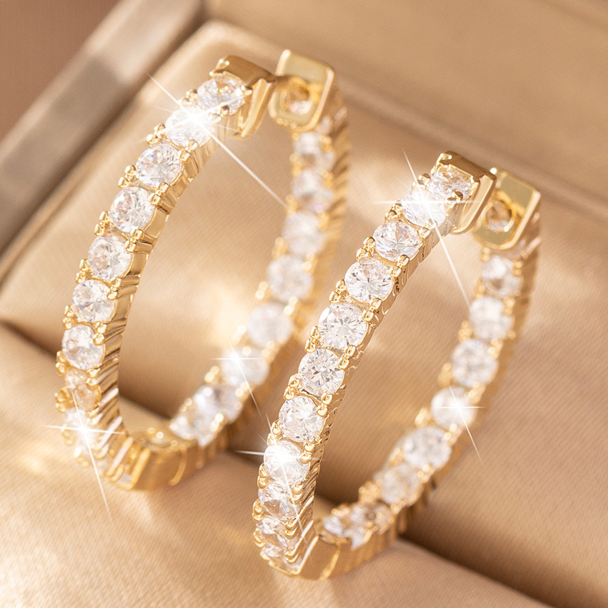 Color Synthetic Moissanite Hoop Earrings