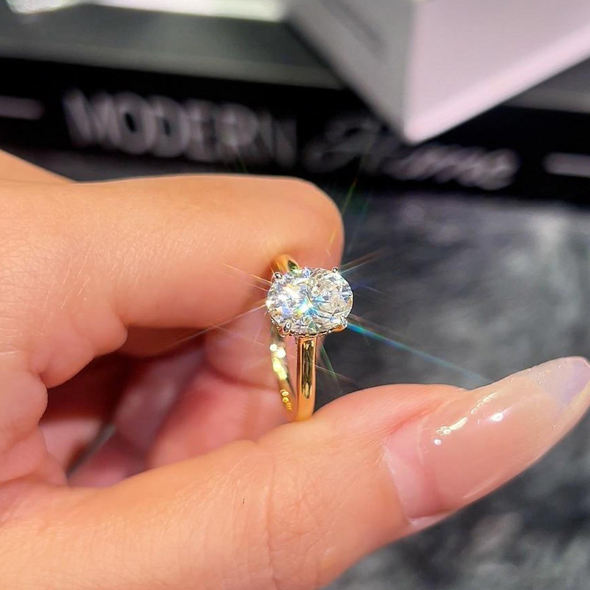 Color Lab-Created Moissanite Ring