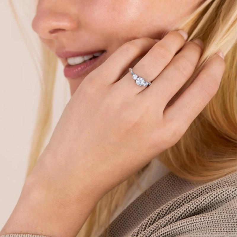 3 Stones All Synthetic Moissanite Ring